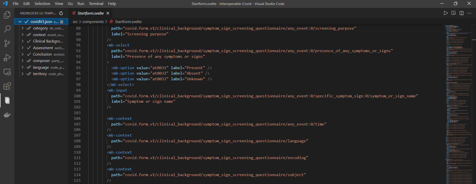 Form code generated based on the template