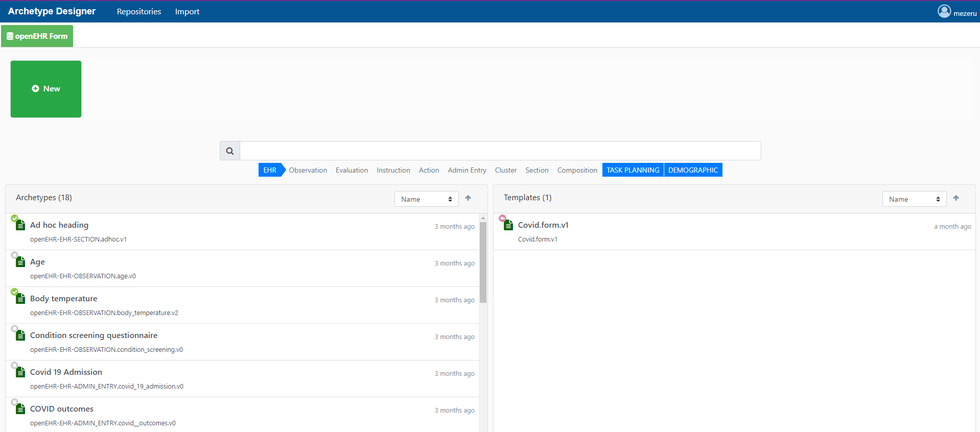 Archetypes Imported in the Repository