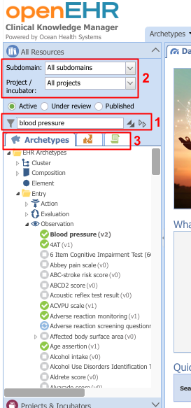 Search options in the All Resources panel